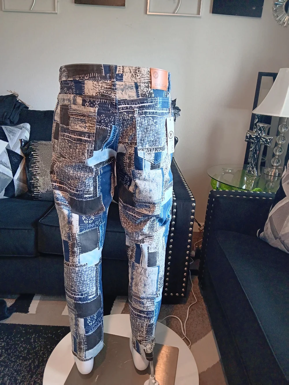 Urban Mosiac Demin Pants - BLUE